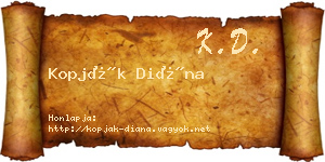 Kopják Diána névjegykártya